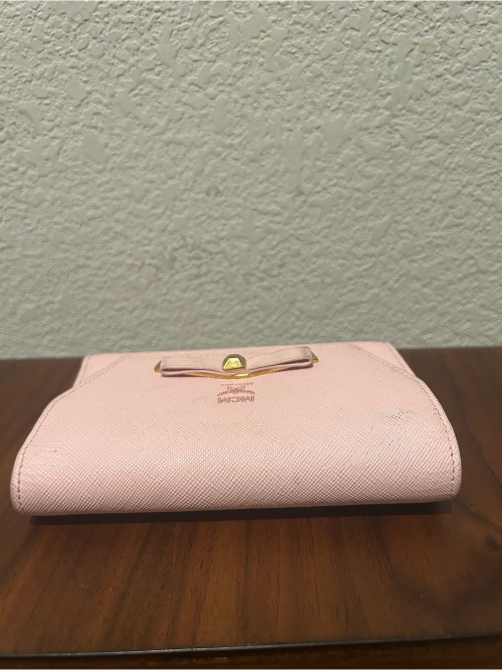 MCM Pink Leather Bow Trifold Wallet - Picture 6 of 13